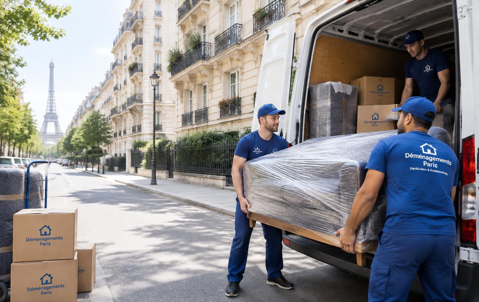 Déménageurs MTRANSPORTEUR chargeant un camion